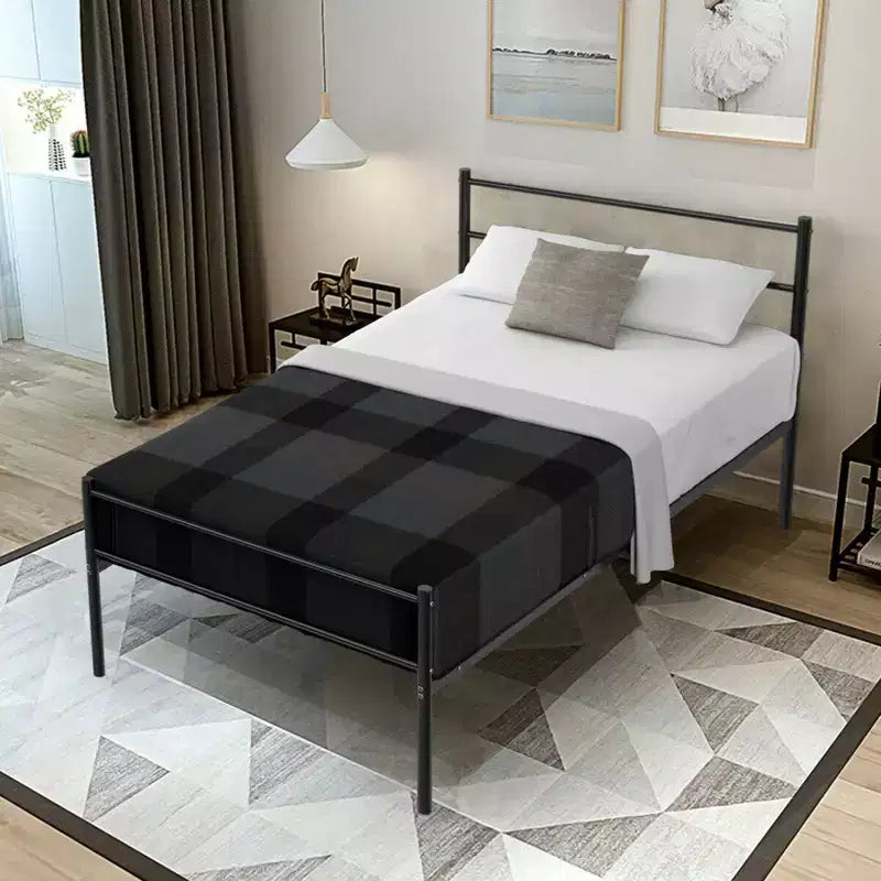 Struttura Letto Singolo in Metallo Nero a Piattaforma con Testiera