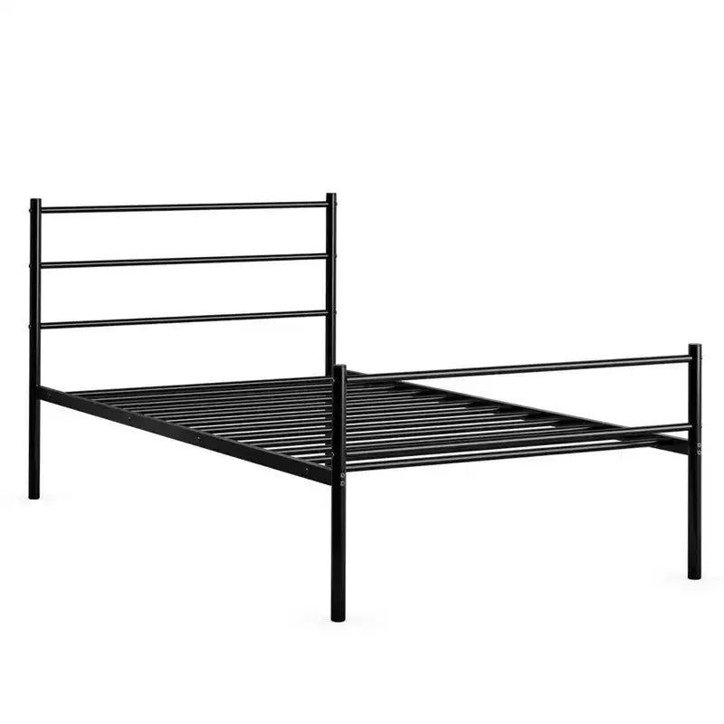 Struttura Letto Singolo in Metallo Nero a Piattaforma con Testiera