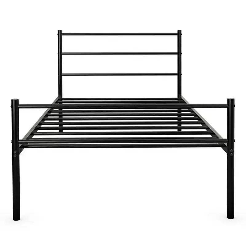 Struttura Letto Singolo in Metallo Nero a Piattaforma con Testiera