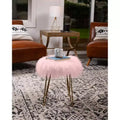 Pouf rotondo in pelliccia sintetica rosa con gambe dorate – 1 persona