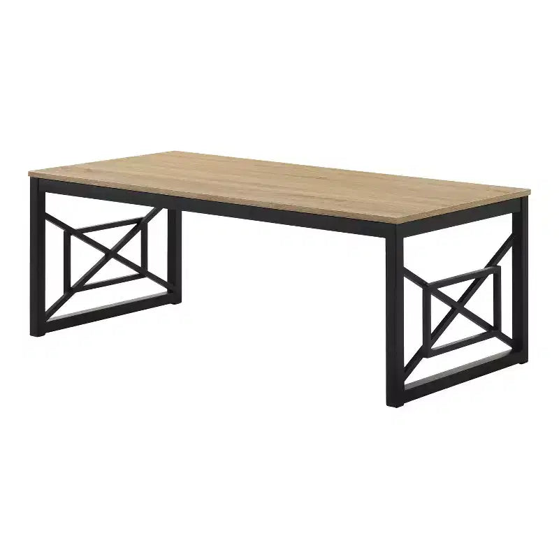 Set di 2 tavolini da caffè e d'appoggio, grigio / rovere naturale, posti a sedere 2–4