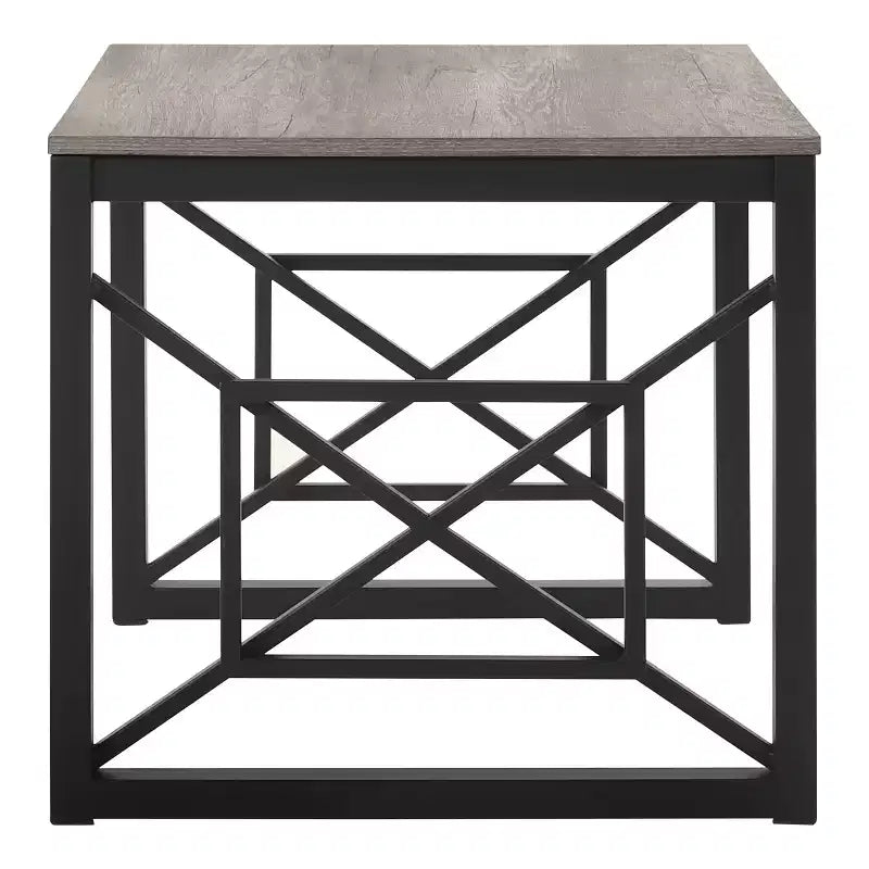 Set di 2 tavolini da caffè e d'appoggio, grigio / rovere naturale, posti a sedere 2–4