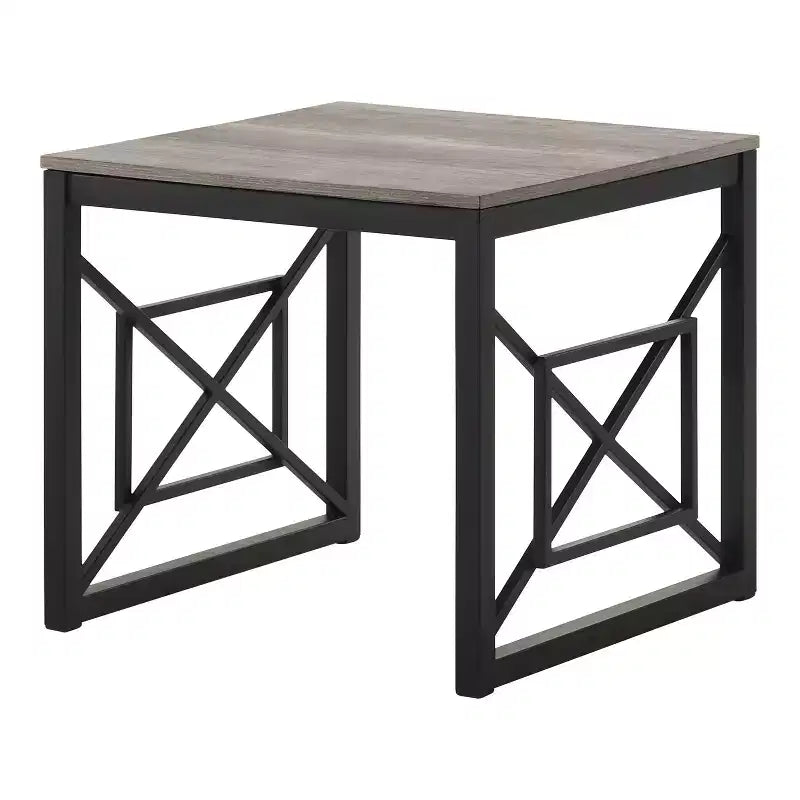 Set di 2 tavolini da caffè e d'appoggio, grigio / rovere naturale, posti a sedere 2–4