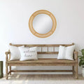 Specchio da parete rotondo in rattan intrecciato marrone naturale, 30", 1 pezzo