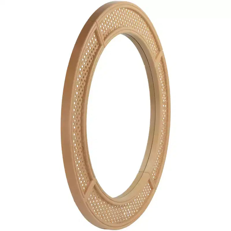 Specchio da parete rotondo in rattan intrecciato marrone naturale, 30", 1 pezzo