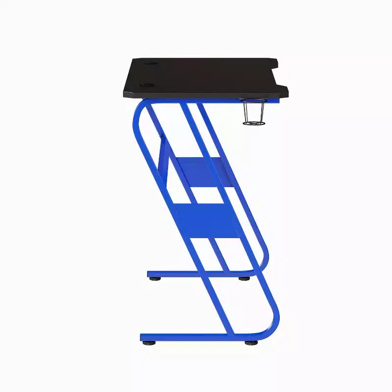 Scrivania gaming a Z, nero/blu, per 1 persona