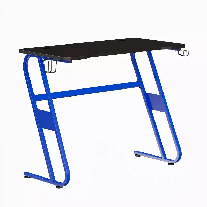 Scrivania gaming a Z, nero/blu, per 1 persona