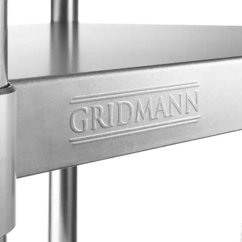 Tavolo da Lavoro Commerciale in Acciaio Inox Argento con Alzatina e Ripiano Inferiore, 1–2 Persone