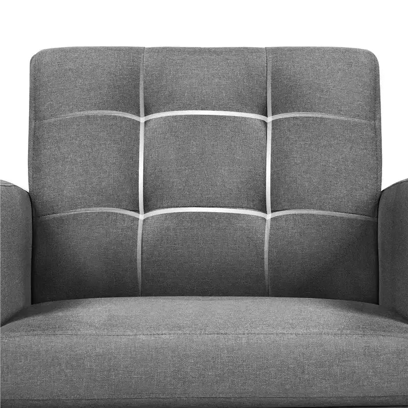 Poltrona d'accento trapuntata grigio scuro/blu navy/gialla, seduta singola, stile metà secolo