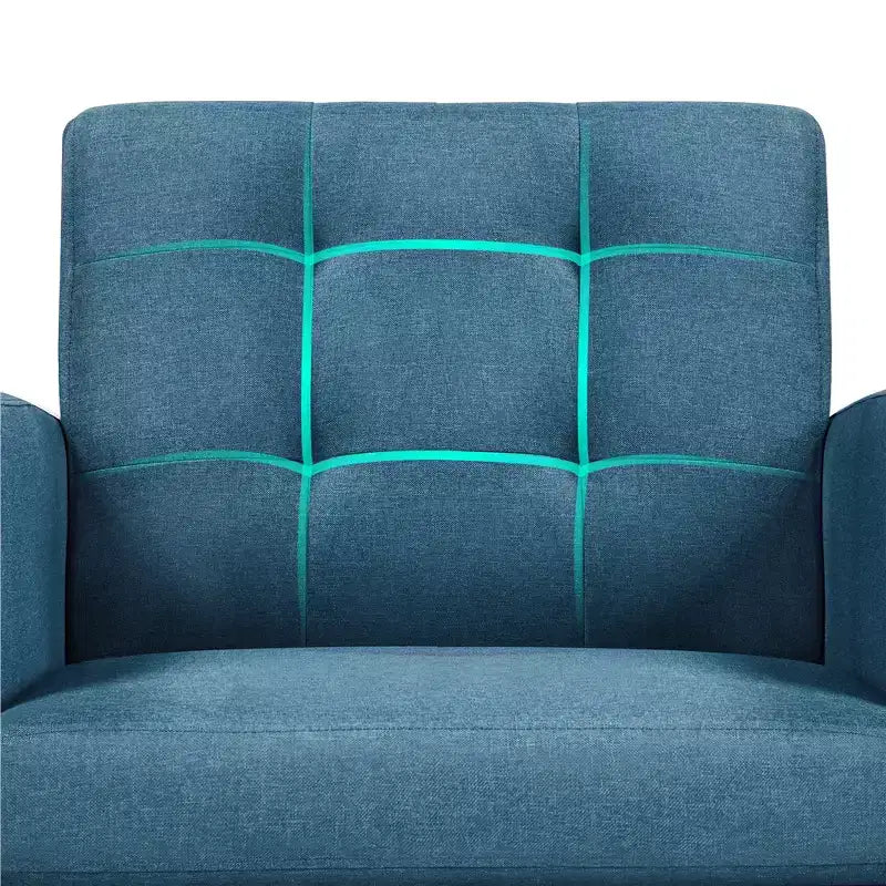 Poltrona d'accento trapuntata grigio scuro/blu navy/gialla, seduta singola, stile metà secolo