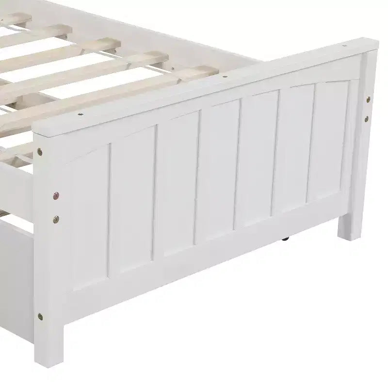 Letto a piattaforma in legno grigio/bianco singolo con letto estraibile, per 2 persone