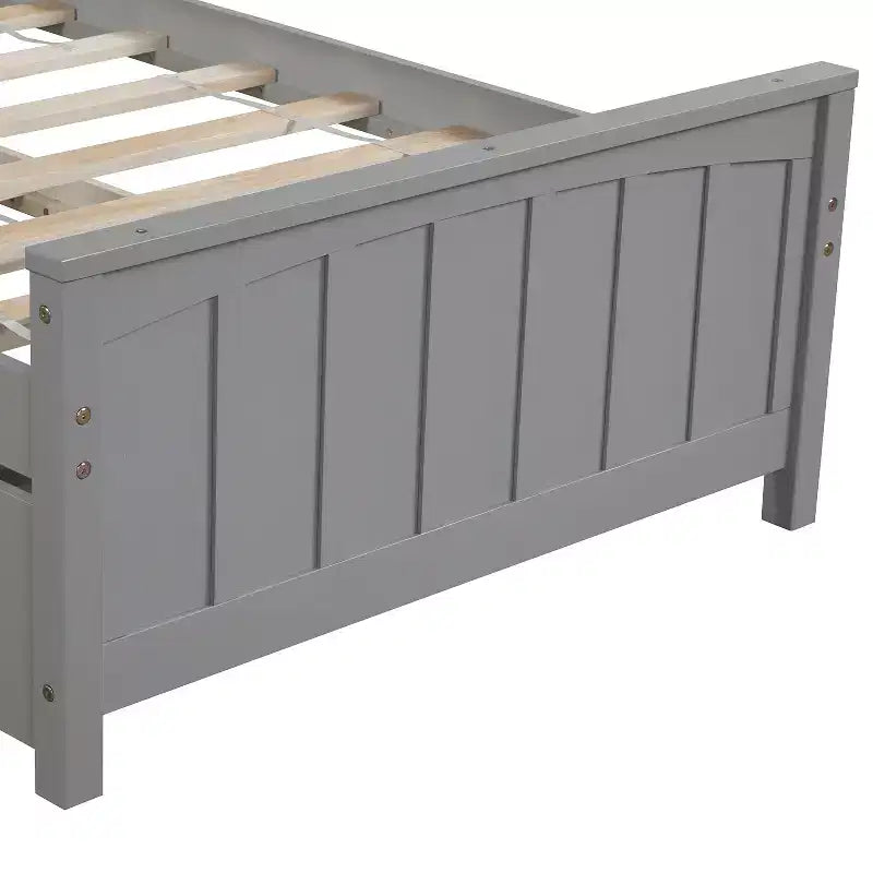 Letto a piattaforma in legno grigio/bianco singolo con letto estraibile, per 2 persone