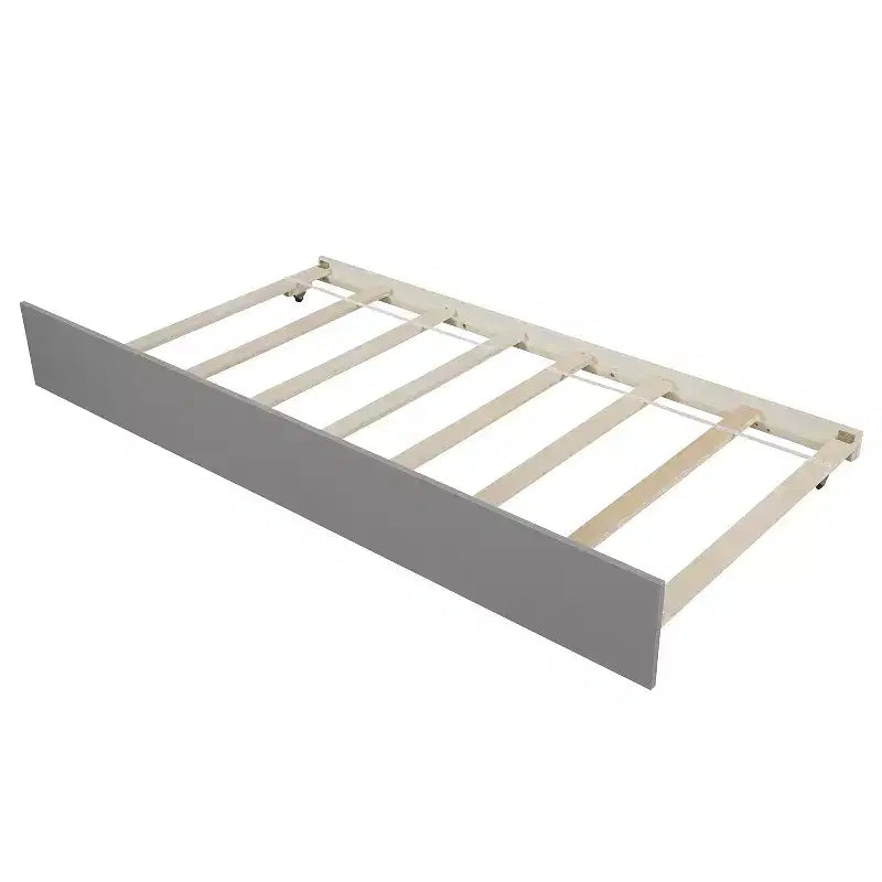 Letto a piattaforma in legno grigio/bianco singolo con letto estraibile, per 2 persone