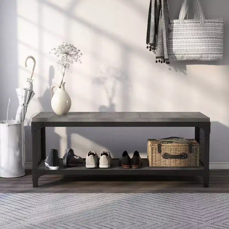 Mobile TV a giorno per TV fino a 50" – Legno di recupero effetto Barnwood, Rovere grigio vintage