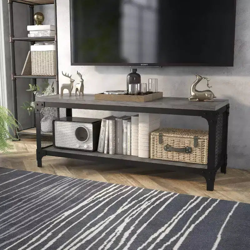 Mobile TV a giorno per TV fino a 50" – Legno di recupero effetto Barnwood, Rovere grigio vintage