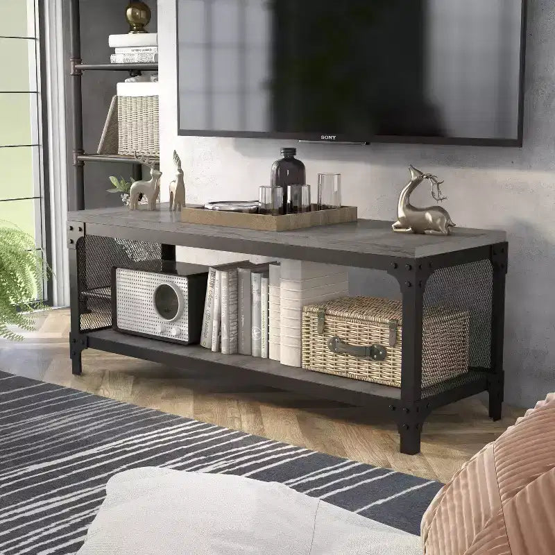 Mobile TV a giorno per TV fino a 50" – Legno di recupero effetto Barnwood, Rovere grigio vintage