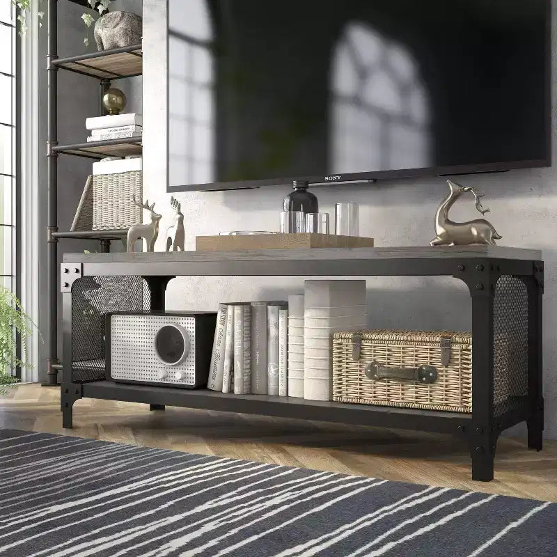Mobile TV a giorno per TV fino a 50" – Legno di recupero effetto Barnwood, Rovere grigio vintage