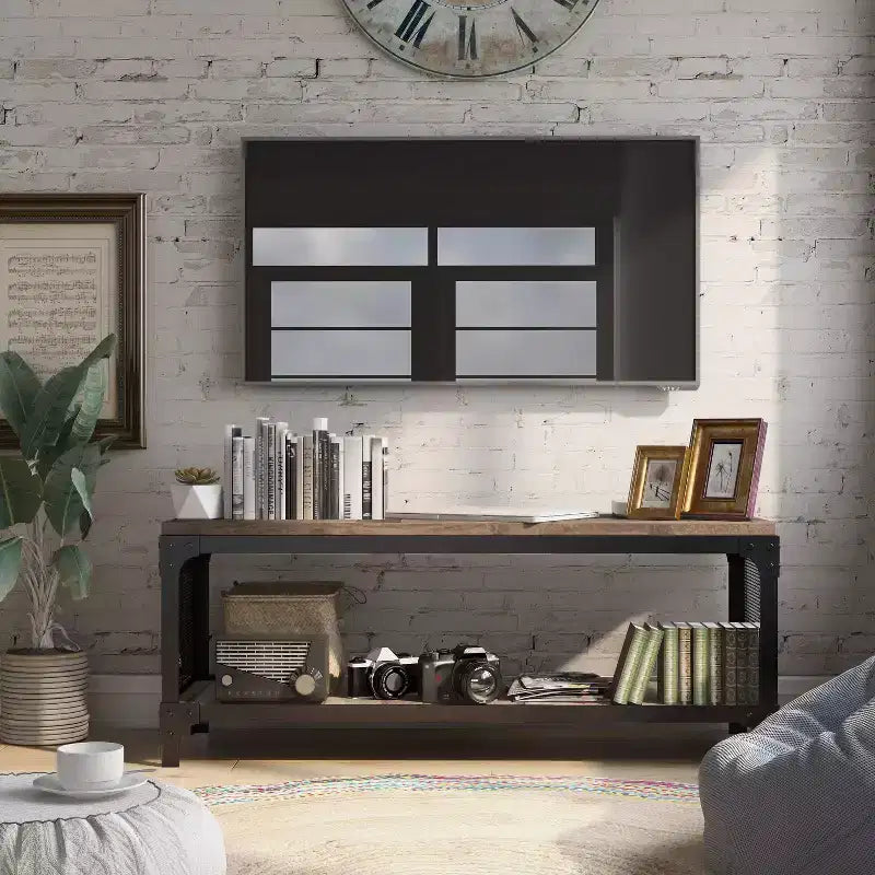 Mobile TV a giorno per TV fino a 50" – Legno di recupero effetto Barnwood, Rovere grigio vintage