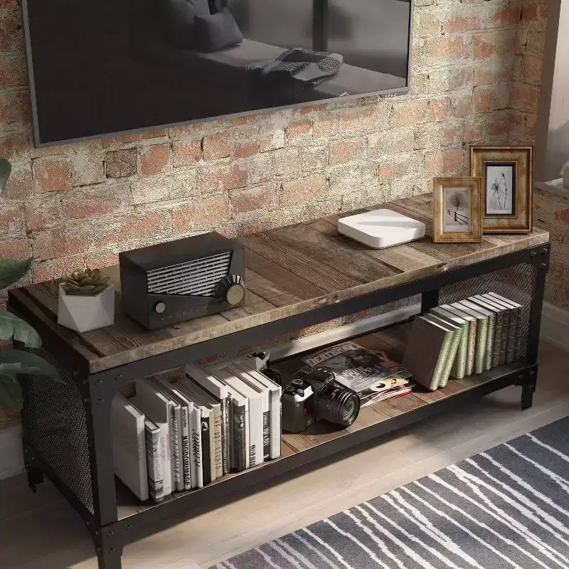 Mobile TV a giorno per TV fino a 50" – Legno di recupero effetto Barnwood, Rovere grigio vintage