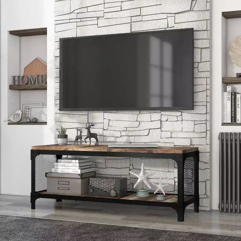 Mobile TV a giorno per TV fino a 50" – Legno di recupero effetto Barnwood, Rovere grigio vintage