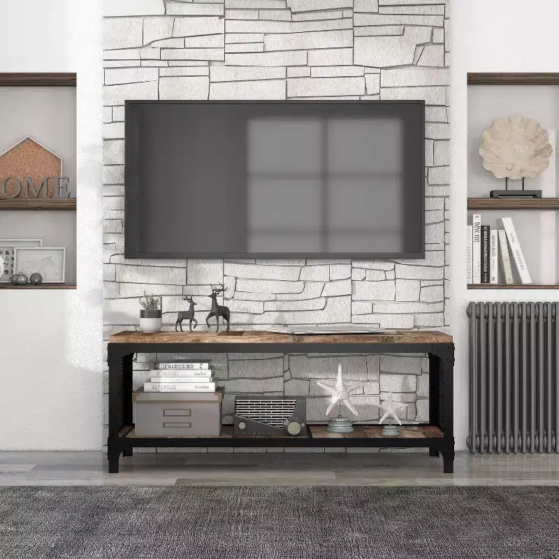Mobile TV a giorno per TV fino a 50" – Legno di recupero effetto Barnwood, Rovere grigio vintage