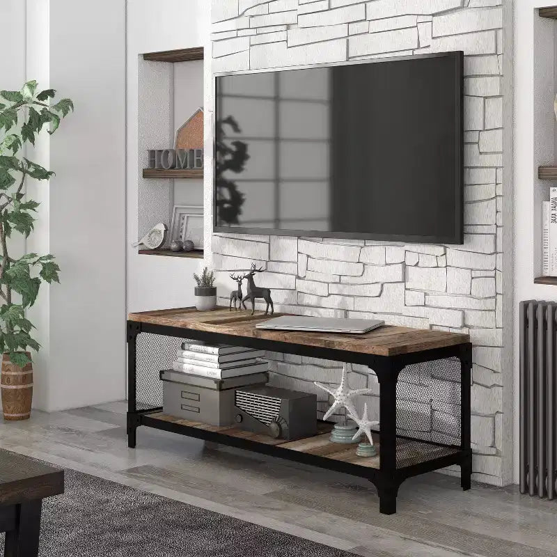 Mobile TV a giorno per TV fino a 50" – Legno di recupero effetto Barnwood, Rovere grigio vintage