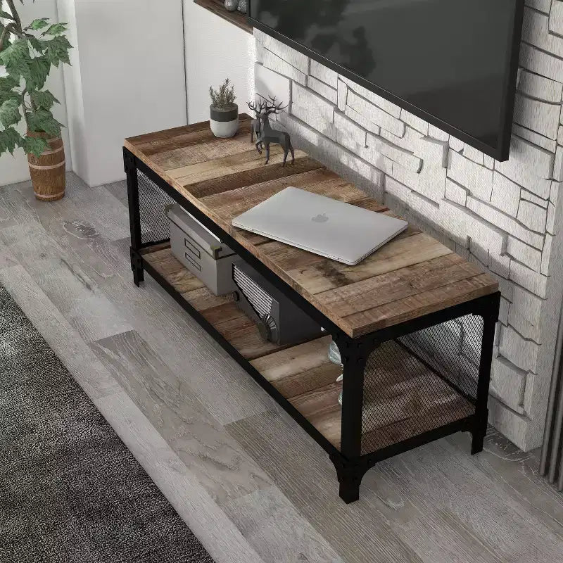 Mobile TV a giorno per TV fino a 50" – Legno di recupero effetto Barnwood, Rovere grigio vintage